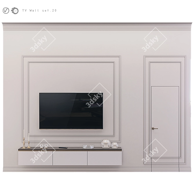 Modern TV Wall Mount Set 3D model image 3