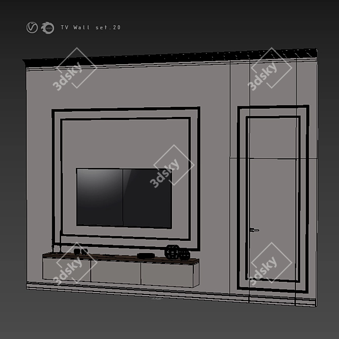 Modern TV Wall Mount Set 3D model image 5