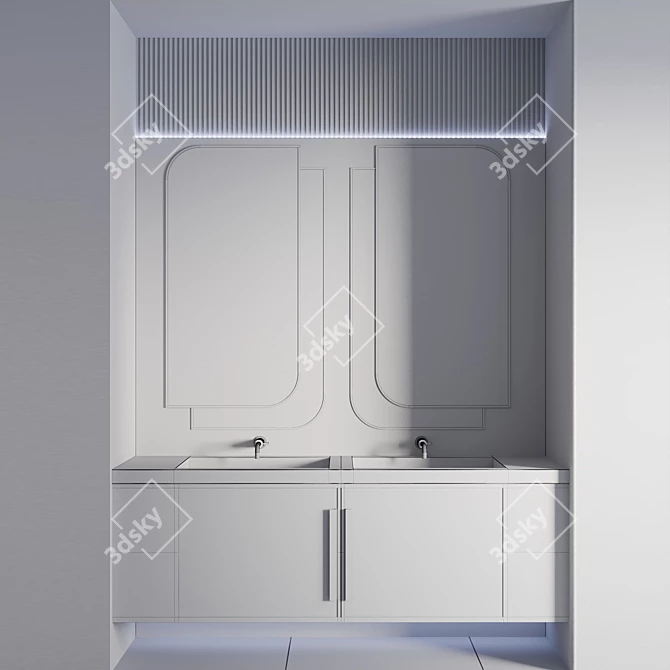 Modern Bathroom Furniture Set 3D model image 4