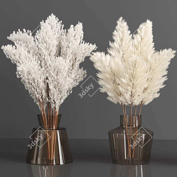 Elegant Dried Pampas Bouquet 3D model image 2