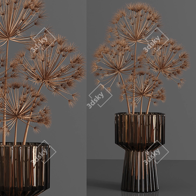 Elegant Dried Pampas Bouquet 3D model image 3