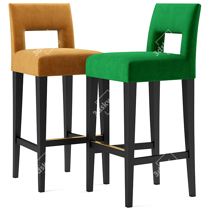 Modern Hugo Bar Stool: Stylish, Textured, and Easy to Use 3D model image 2