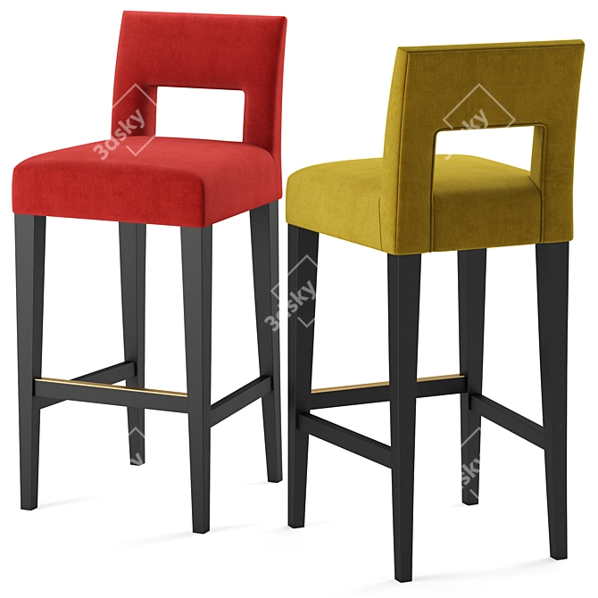 Modern Hugo Bar Stool: Stylish, Textured, and Easy to Use 3D model image 3