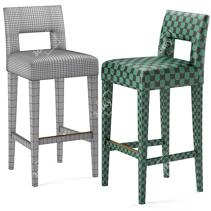 Modern Hugo Bar Stool: Stylish, Textured, and Easy to Use 3D model image 5