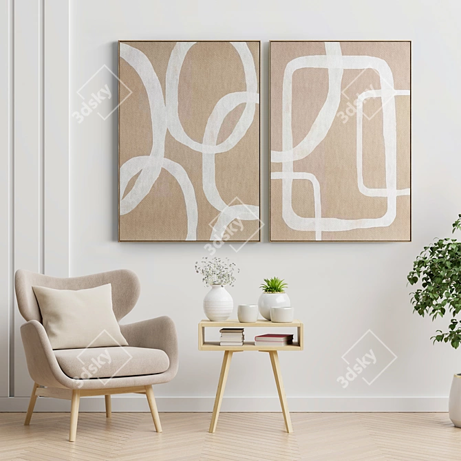 Modern Art Frames Set 3D model image 2