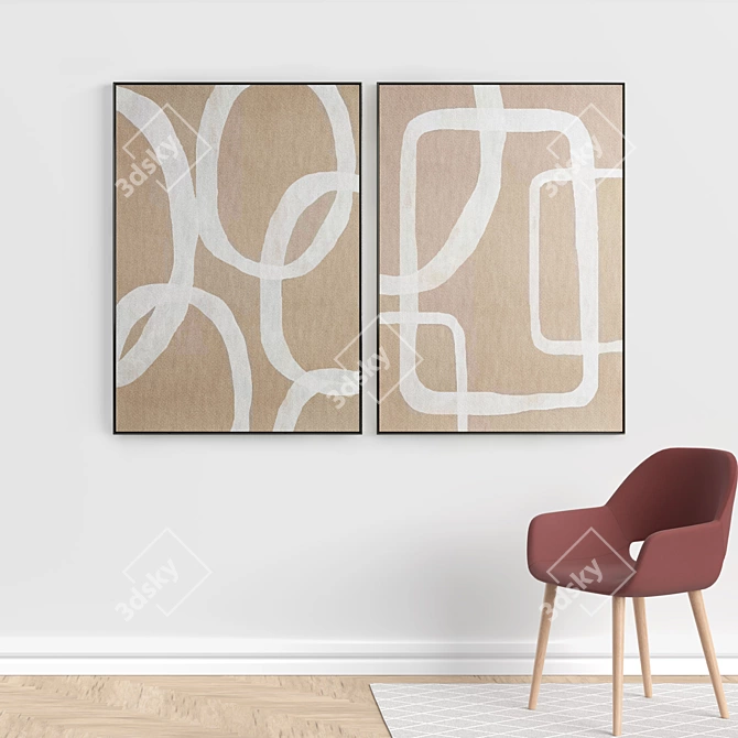 Modern Art Frames Set 3D model image 5