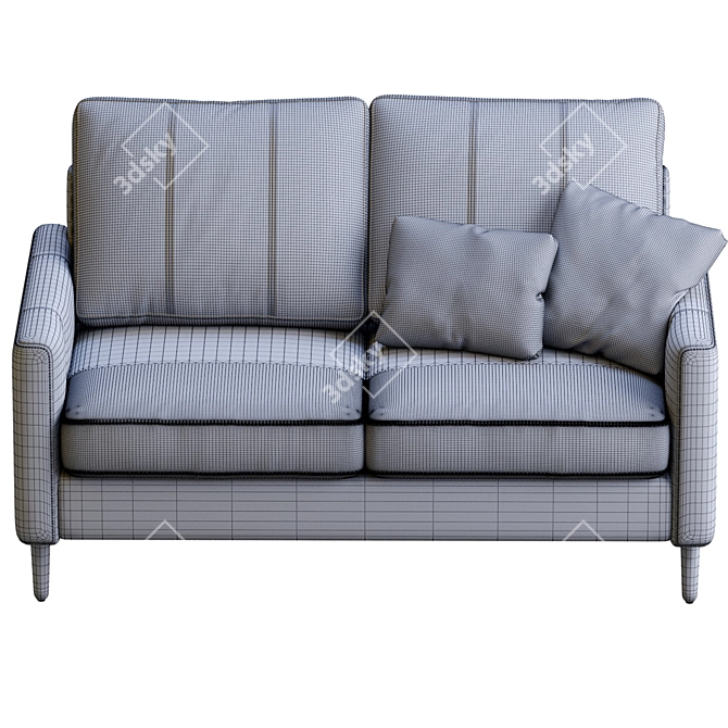 Luxury Block Jumbo Loveseat Leather Sofa 3D model image 7