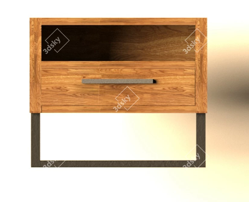 Industrial Loft Bedside Table 3D model image 2