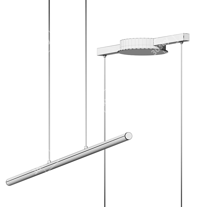 Title: Sleek LED Suspension Light 3D model image 4