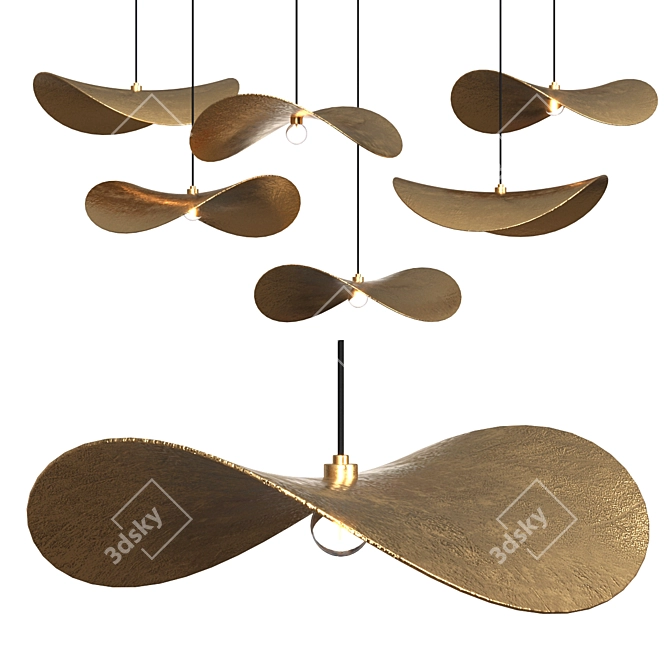 Elegant Brass Pendant Light 3D model image 1