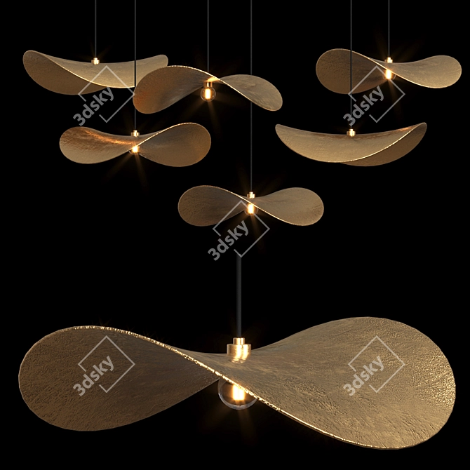 Elegant Brass Pendant Light 3D model image 2