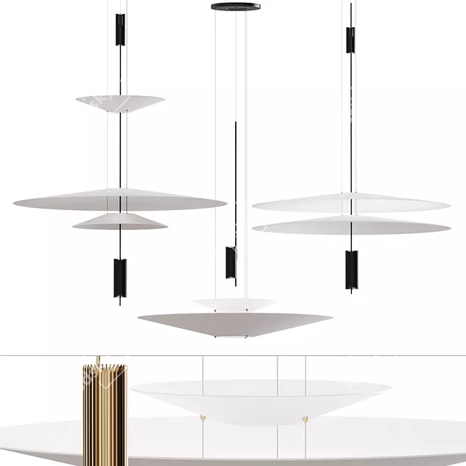 Elegant Gold & Black Pendant Light 3D model image 1