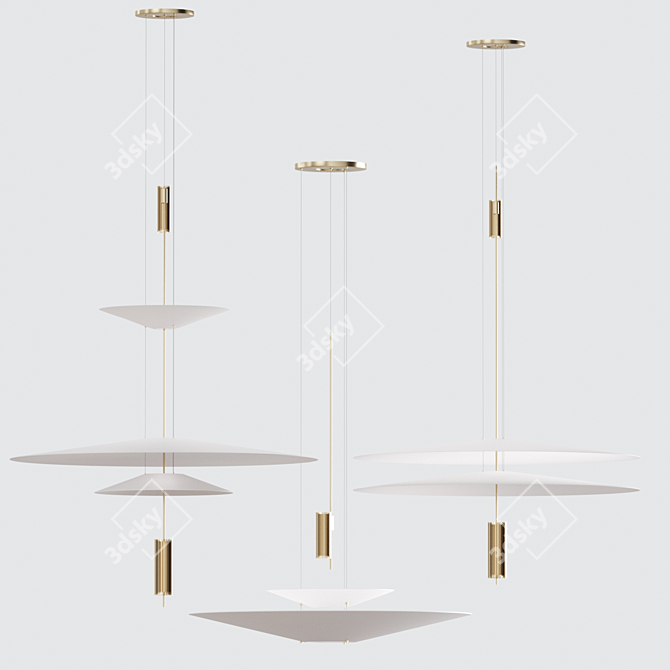 Elegant Gold & Black Pendant Light 3D model image 4