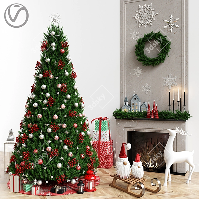 Festive Christmas Decor Set 3D model image 1