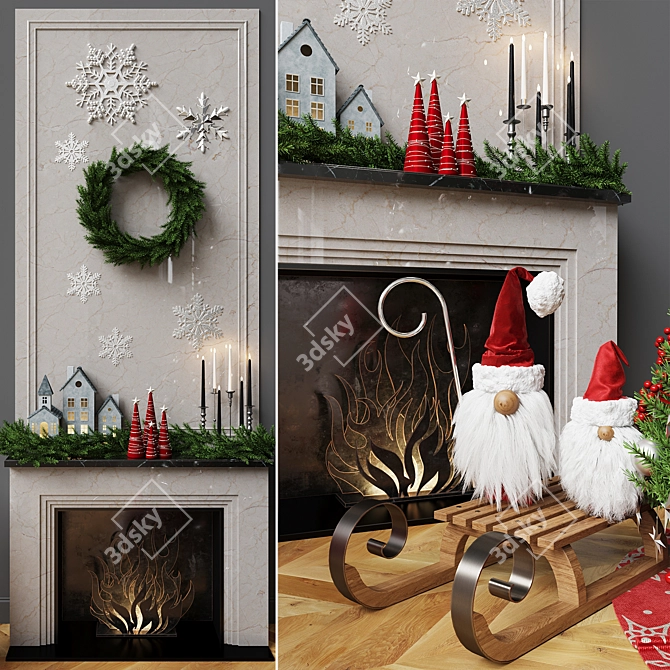 Festive Christmas Decor Set 3D model image 2