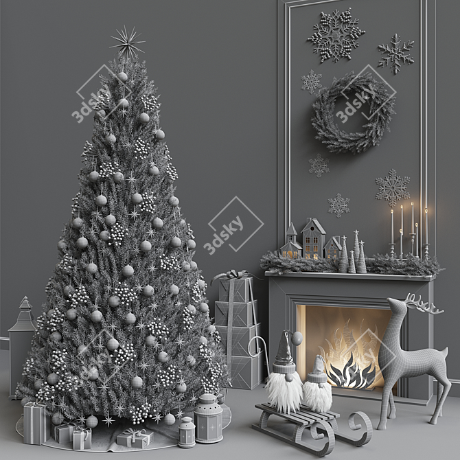 Festive Christmas Decor Set 3D model image 7