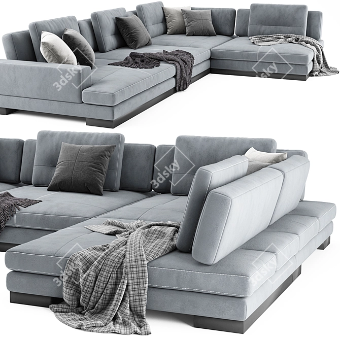 Luxury Blanche Ermes Sofa Set 3D model image 2