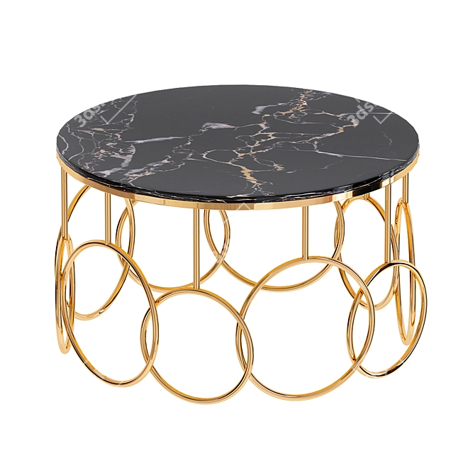 Elegant Nordic Black Marble Coffee Table 3D model image 1