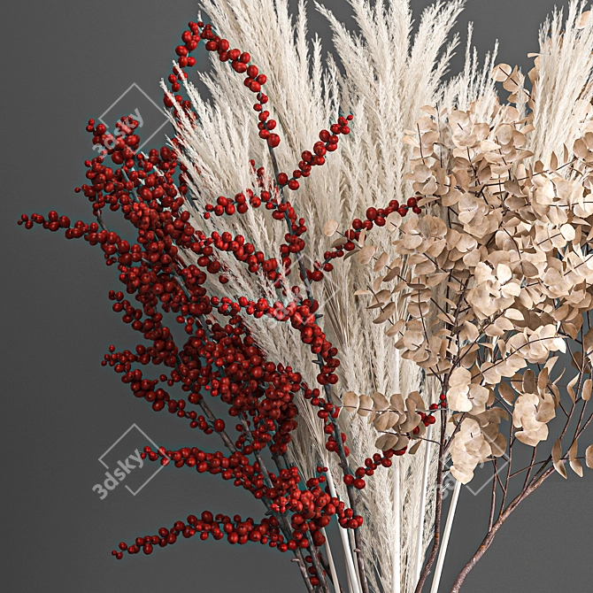 Elegant Reed Bouquet in Menu Cyclades Vase 3D model image 3