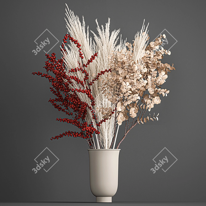 Elegant Reed Bouquet in Menu Cyclades Vase 3D model image 5