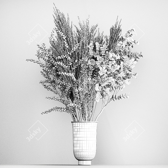 Elegant Reed Bouquet in Menu Cyclades Vase 3D model image 7