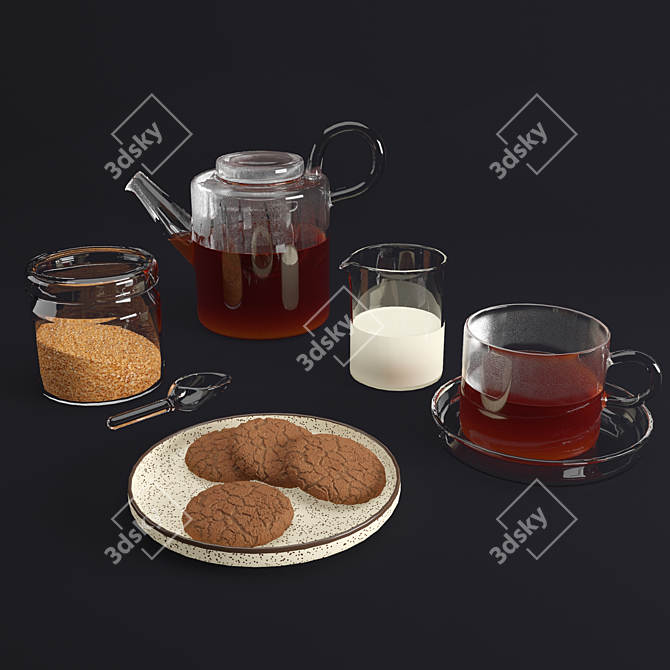 Elegant Piuma Glassware Set 3D model image 1