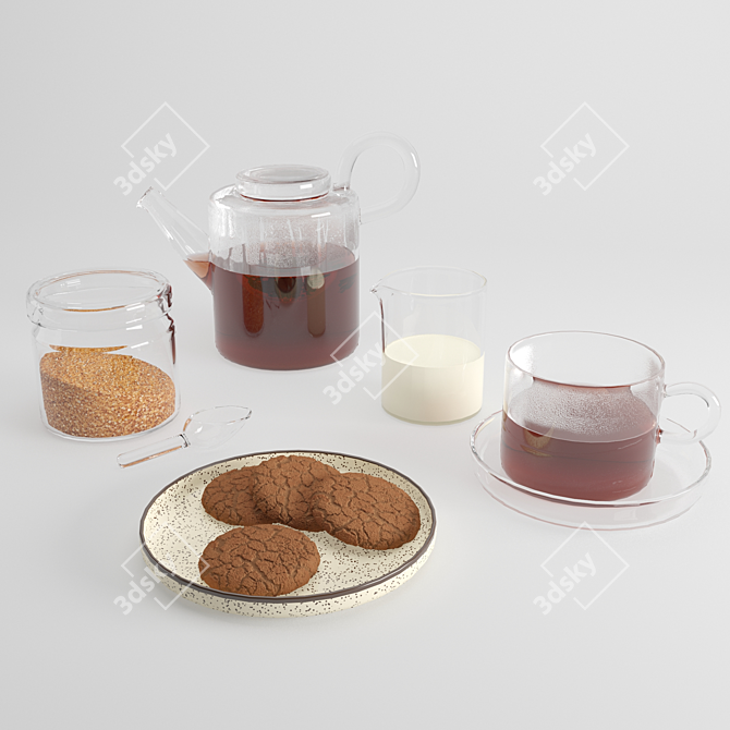 Elegant Piuma Glassware Set 3D model image 2