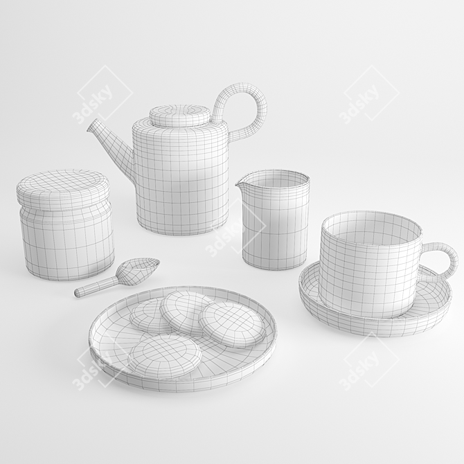 Elegant Piuma Glassware Set 3D model image 3