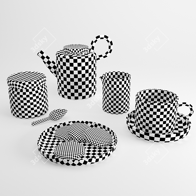 Elegant Piuma Glassware Set 3D model image 4