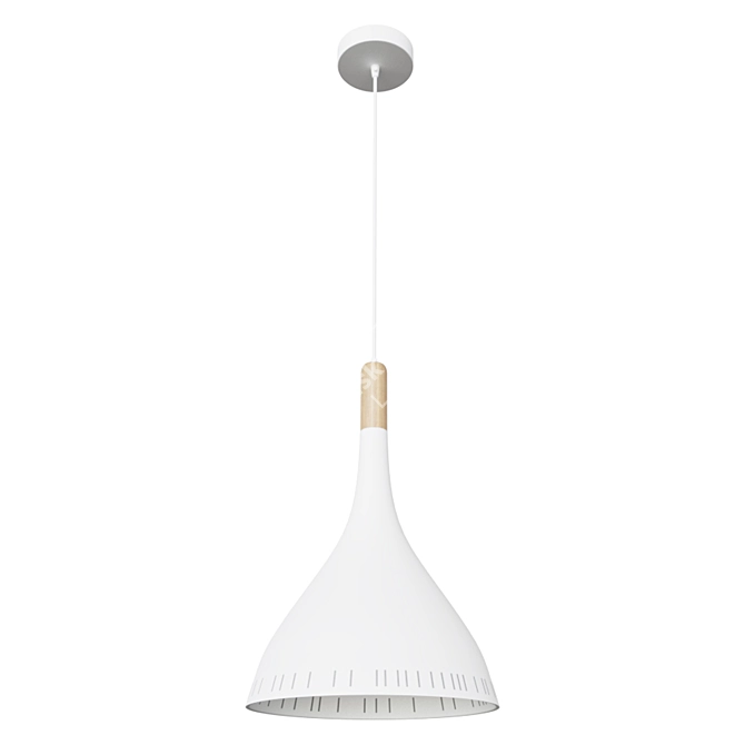 Title: Contemporary Pendant Lamp - Pinero White/Light Wood 3D model image 1