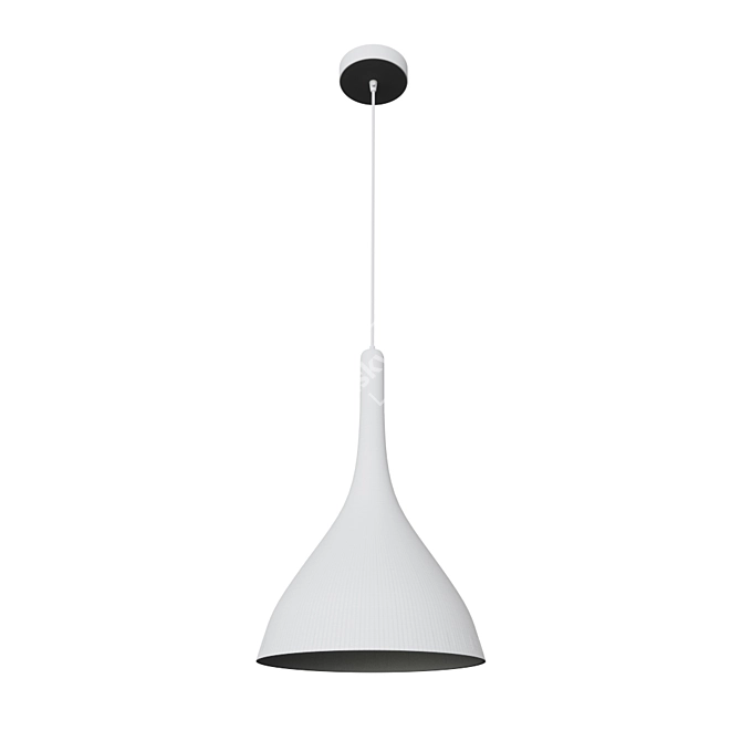 Title: Contemporary Pendant Lamp - Pinero White/Light Wood 3D model image 2