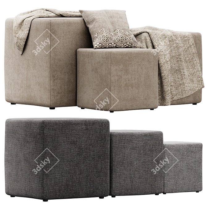 Stack Ottoman Poufs by Naula - Versatile and Stylish Seating 3D model image 1