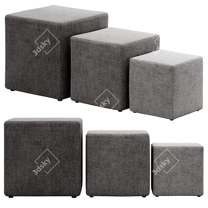 Stack Ottoman Poufs by Naula - Versatile and Stylish Seating 3D model image 2