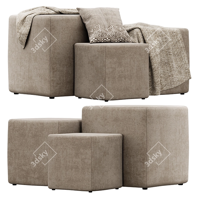 Stack Ottoman Poufs by Naula - Versatile and Stylish Seating 3D model image 3