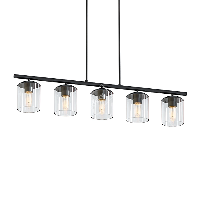 Modern Farmhouse 5-Light Linear Glass Chandelier 3D model image 1