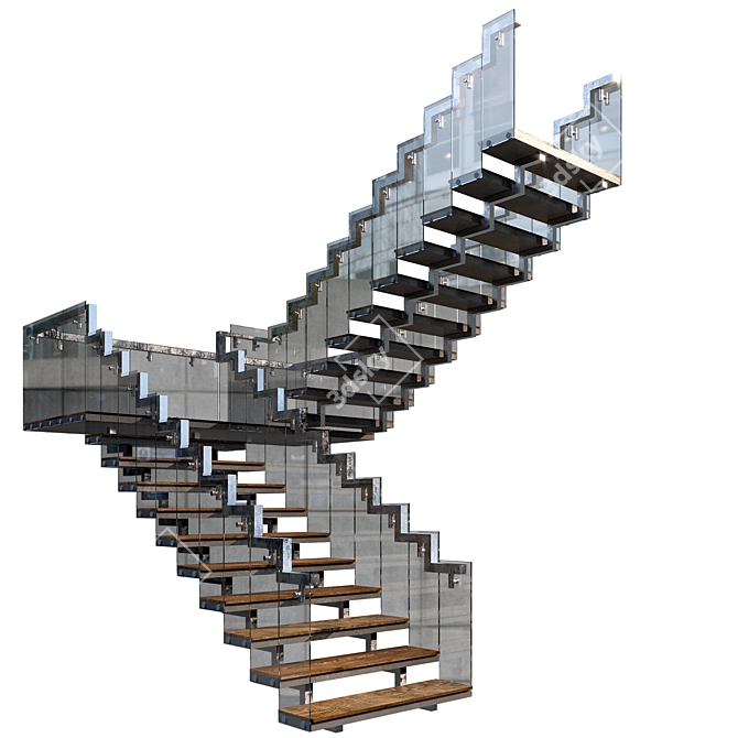 Sleek Staircase No10 3D model image 2