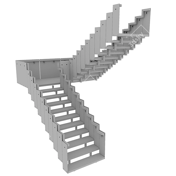 Sleek Staircase No10 3D model image 6