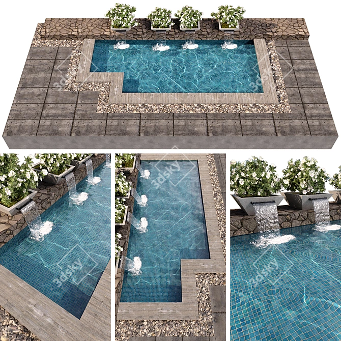 Stunning Pool Design with Caustics 3D model image 1