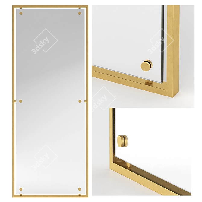 Elegant Aged Gold Mirror 3D model image 2