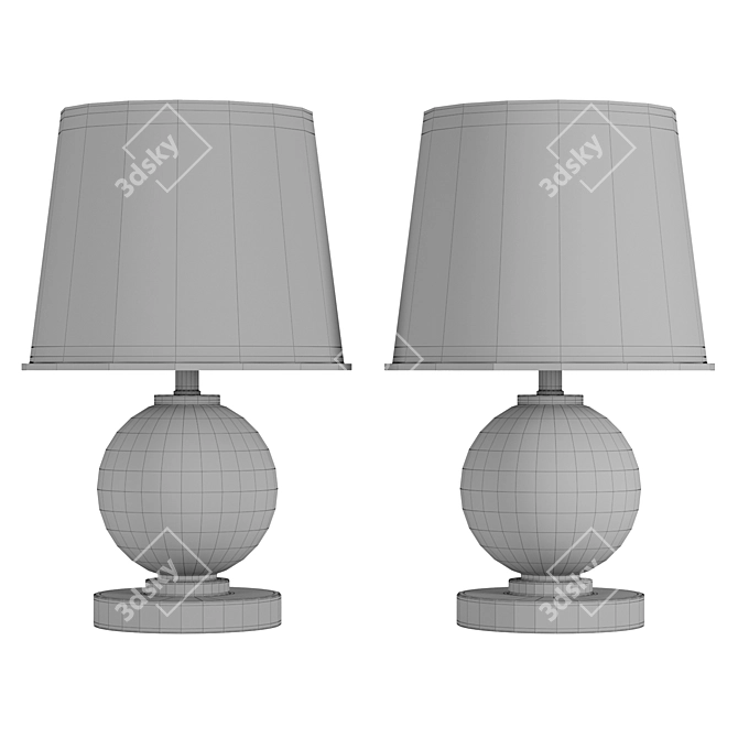  Vintage Brass Table Lamp Duo 3D model image 2