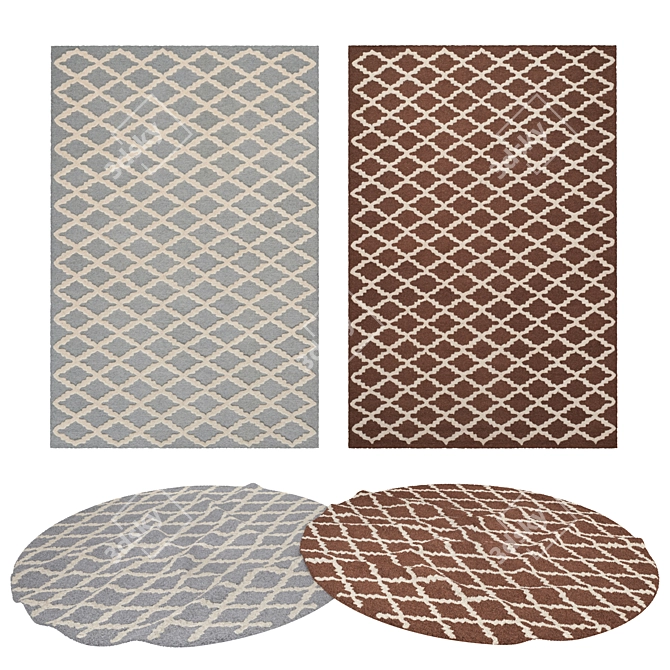 Versatile Set of 8 Rugs 3D model image 1