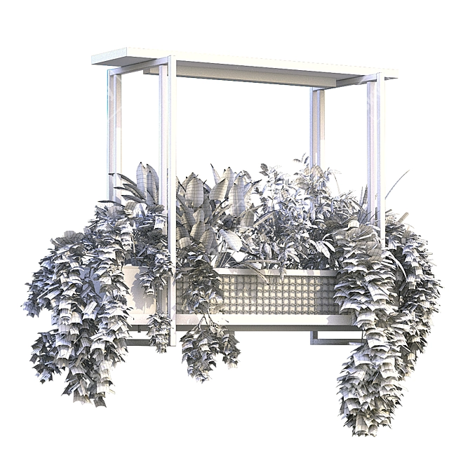 Modern Metal Indoor Plant Box Set 3D model image 6