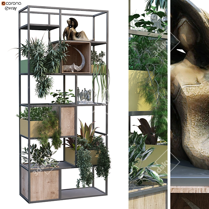 Vertical Greenery Decor Set 3D model image 1