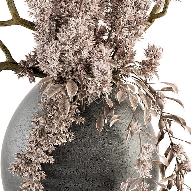 Rustic Charm: Dried Branch & Concrete Vase 3D model image 2