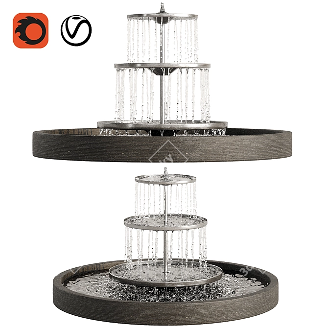 Premium Garden Water Fountains 3D model image 1