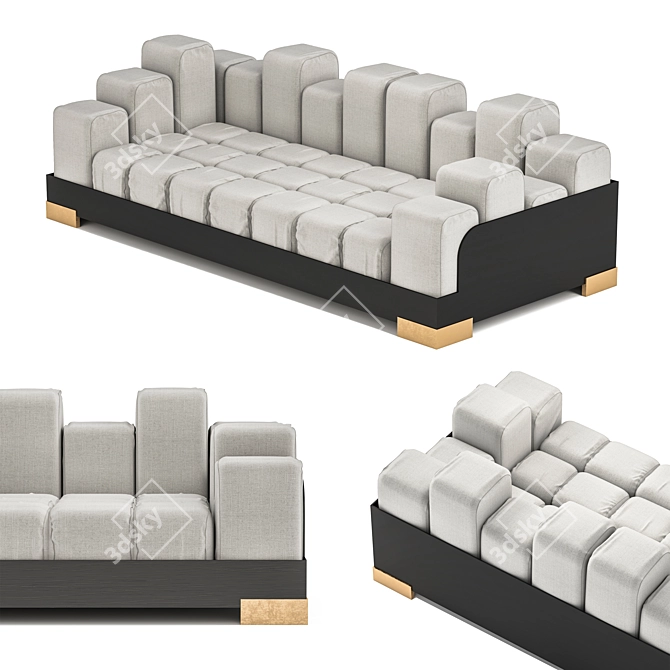 Urban Chic Italian Skyline Sofa 3D model image 2