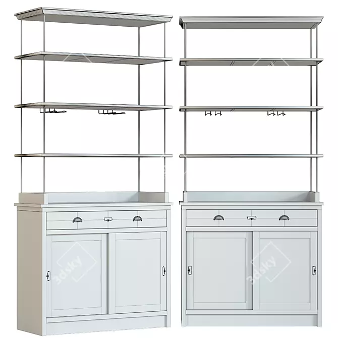 Elegant Germain Tall Sideboard 3D model image 2