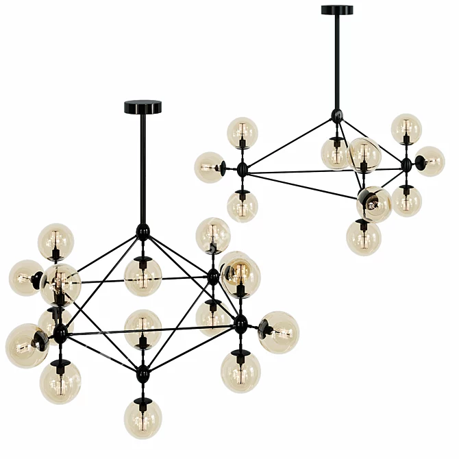 Sleek MODO LED Chandelier 3D model image 3