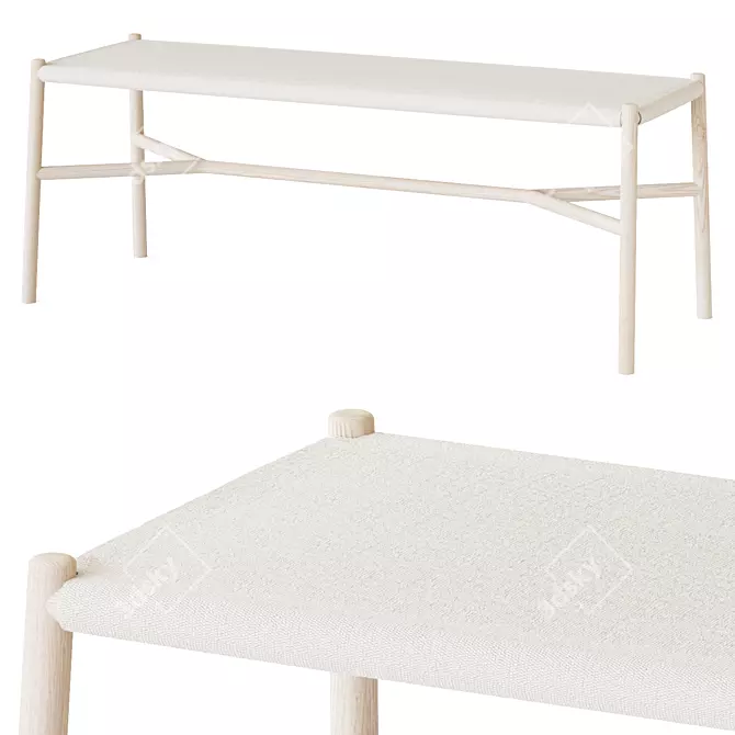 Ariake Minimalist Bench: Elegant and Functional 3D model image 5