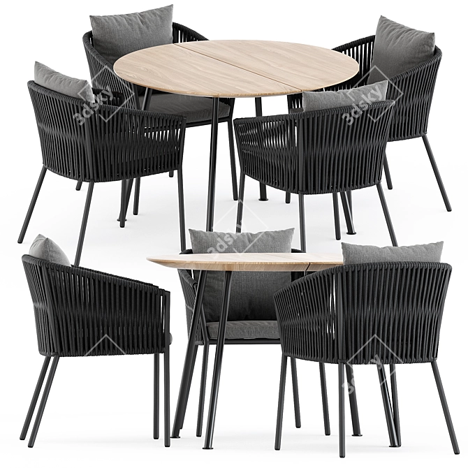 Sleek Porto Dining Chair & Agave Table 3D model image 1